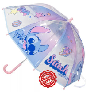 Umbrelă transparentă pentru copii, manuală, Stitch Pastel, Ø72 cm, 220 gr, licență oficială Disney®