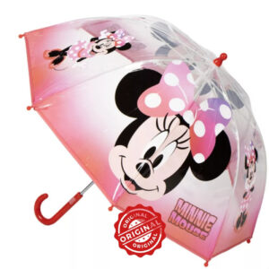 Umbrelă transparentă pentru copii, manuală, Minnie Mouse Pink, Ø72 cm, 220 gr, licență oficială Disney®