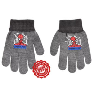 Mănuși tricotate pentru copii, Spider-Man gri, acril, licență oficială Marvel®