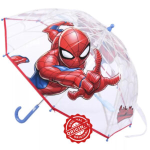 Umbrelă transparentă pentru copii, manuală, Spider-Man, Ø72 cm, 220 gr, licență oficială Marvel®