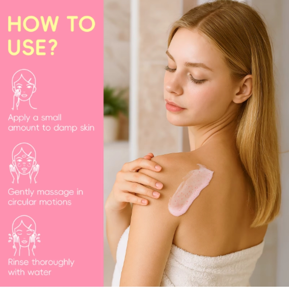 Scrub pentru corp cu Extract de Flori de Cireș Japonez (Sakura) și Vitamina C, Plic 8 gr, LAIKOU® - imagine 8