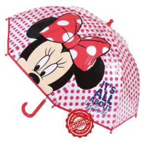 Umbrelă transparentă pentru copii, manuală, Minnie Mouse Polka Dots, Ø72 cm, 220 gr, licență oficială Disney®
