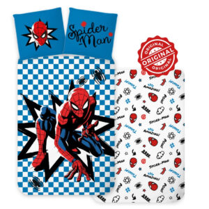 Lenjerie de pat copii, Omul Păianjen, Amazing Spider Man, Husă de pilotă 100×135 cm + Față de pernă 40×60 cm, 100% bumbac, Set licențiat MARVEL®