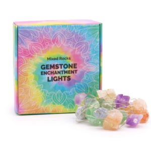 Ghirlandă de lumini cu cristale naturale multicolore (pietre semiprețioase), alimentare USB, 220 cm