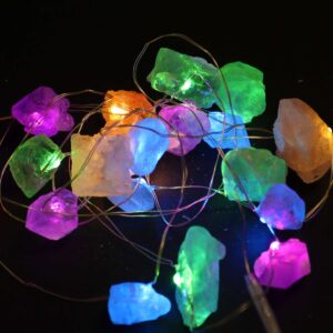 Alternative view of Ghirlandă de lumini cu cristale naturale multicolore (pietre semiprețioase), alimentare USB, 220 cm