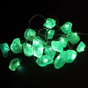 Alternative view of Ghirlandă de lumini cu cristale naturale de Jad (pietre semiprețioase), alimentare USB, 220 cm