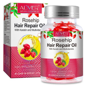 Capsule cu Ulei de Măceșe, Keratină și Multivitamine pentru tratamentul părului uscat și deteriorat | ALIVER®, 40 buc