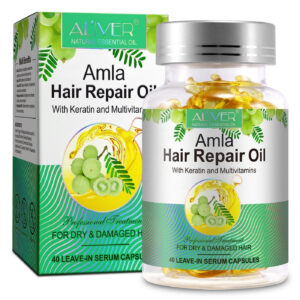 Capsule cu Ulei de Amla, Keratină și Multivitamine pentru tratamentul părului uscat și deteriorat | ALIVER®, 40 buc