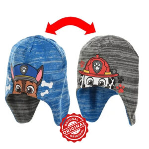 Căciulă de iarnă reversibilă pentru copii, Patrula Cățelușilor Chase & Marshall, cu protecție pentru urechi, 68 gr, licență oficială PAW Patrol®