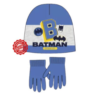 Set căciulă și mănuși copii, Batman™ Gotham City, albastru & gri, 52–54 cm, licență oficială DC Comics®