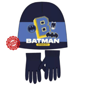 Set căciulă și mănuși copii, Batman™ Gotham City, bleumarin & albastru, 52–54 cm, licență oficială DC Comics®