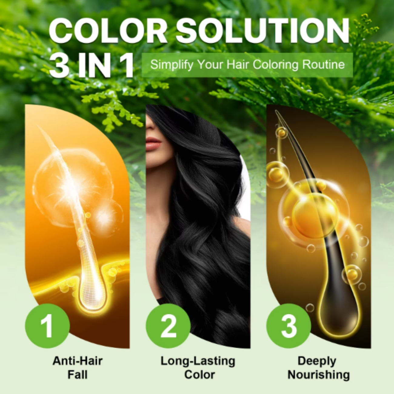 Șampon colorant 3 în 1 | Hrănește scalpul, stimulează circulația și oferă o culoare intensă, Nr. 3, Castaniu deschis, 500 ml, ALIVER® - imagine 9