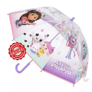 Umbrelă transparentă pentru copii, manuală, Gabby’s Dollhouse, Ø71 cm, 186 gr, licență oficială DreamWorks®