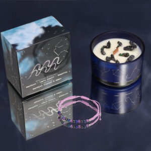Alternative view of Set cadou Zodiacal Vărsător | Lumânare cu cristale, Brățară cu cristale naturale & Ulei aromatic 10 ml