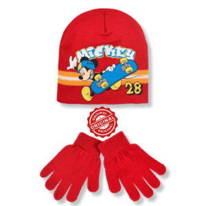 Set căciulă și mănuși copii, Mickey Mouse™ Skate Fun, roșu, 70 g, mărime unică, licență oficială Disney®