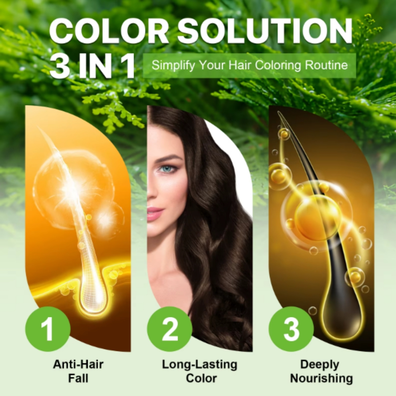 Șampon colorant 3 în 1 | Hrănește scalpul, stimulează circulația și oferă o culoare intensă, Nr. 5, Castaniu închis, 500 ml, ALIVER® - imagine 8