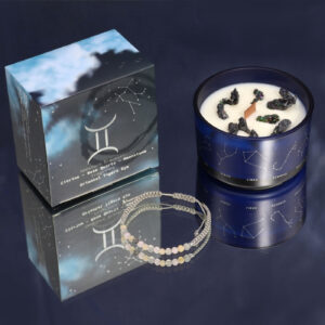 Alternative view of Set cadou Zodiacal Gemeni | Lumânare cu cristale, Brățară cu cristale naturale & Ulei aromatic 10 ml