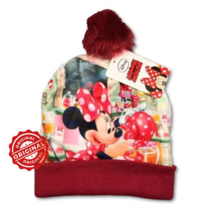 Căciulă de iarnă pentru fete, tricotată, manșetă roșie, Minnie Mouse, 52–54 cm, licență oficială Disney®