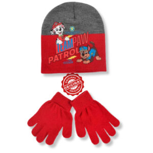 Set căciulă și mănuși copii, Paw Patrol™ Team Pups, roșu & gri, 70 g, mărime unică, licență oficială Nickelodeon®