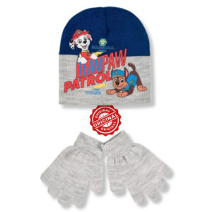 Set căciulă și mănuși copii, Paw Patrol™ Team Pups, albastru & gri deschis, 70 g, mărime unică, licență oficială Nickelodeon®