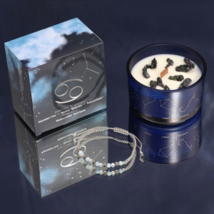 Alternative view of Set cadou Zodiacal Rac | Lumânare cu cristale, Brățară cu cristale naturale & Ulei aromatic 10 ml