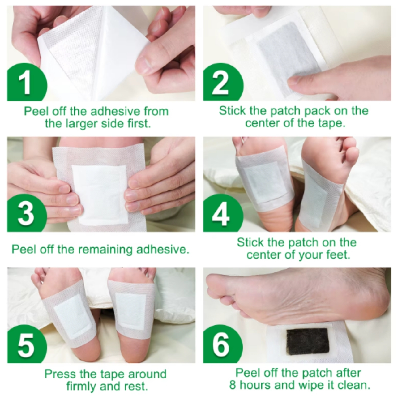 Plasturi detoxifianți pentru picioare, cu rozmarin, ghimbir, oțet de bambus și cărbune activ | Curățare profundă, relaxare și stimularea imunității, 10 buc, SEFUDUN® - imagine 5
