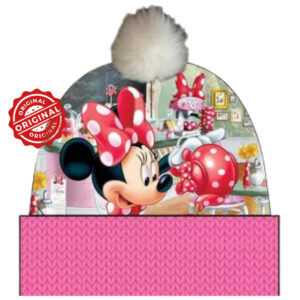 Căciulă de iarnă pentru fetițe, tricotată, manșetă roz, Minnie Mouse, 52–54 cm, licență oficială Disney®