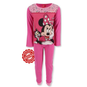 Pijamale lungi pentru copii, set din bumbac, Disney Minnie Mouse & Figaro, roz fucsia, 3–8 ani (98–128 cm), 173 gr, licență oficială Disney®