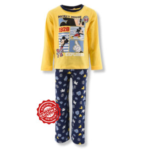 Pijamale lungi pentru copii, set din bumbac, Disney Mickey Mouse Explorer, galben & bleumarin, 3–8 ani (98–128 cm), 173 gr, licență oficială Disney®