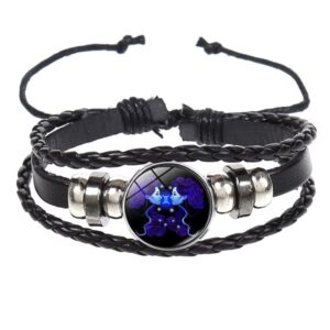 Brățară Zodiacală fosforescentă GEMENI, realizată din Piele PU, Orgonit & Accesorii Metalice, dimensiune reglabilă