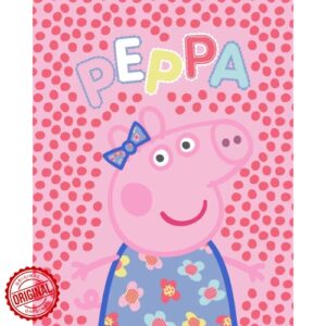 Pătură flanel pentru copii, Purcelușa Peppa, roz, 130x160 cm, 530 g, licență oficială