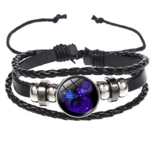 Brățară Zodiacală fosforescentă VĂRSĂTOR, realizată din Piele PU, Orgonit & Accesorii Metalice, dimensiune reglabilă