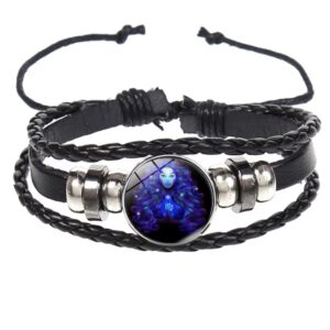 Brățară Zodiacală fosforescentă FECIOARĂ, realizată din Piele PU, Orgonit & Accesorii Metalice, dimensiune reglabilă