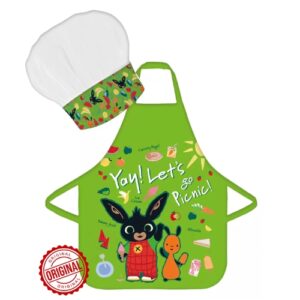 Set șorț și bonetă bucătar pentru copii BING ”Let’s go Picnic!”, verde, 3–8 ani