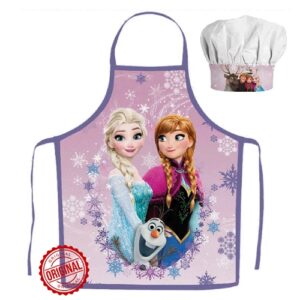 Set șorț și bonetă bucătar pentru copii, Disney Frozen – Elsa, Anna & Olaf, mov, 3–8 ani, licență oficială Disney®