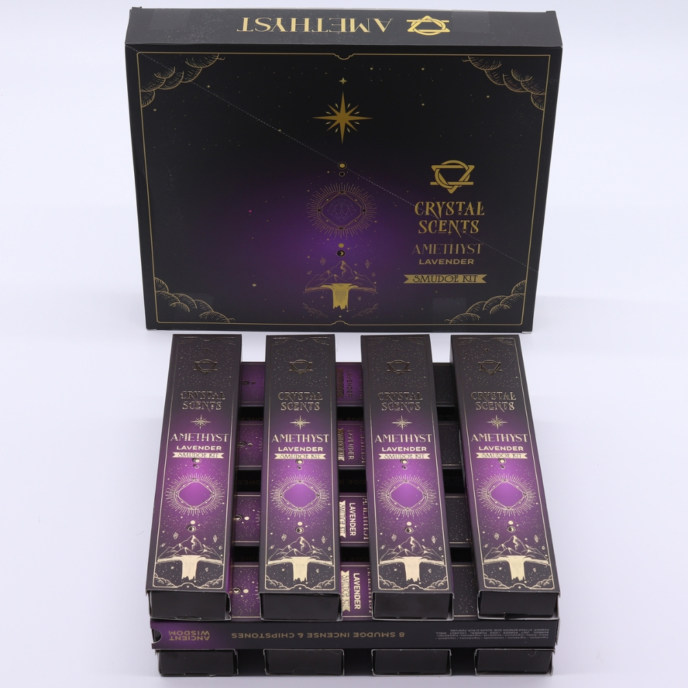 Bețișoare parfumate cu cristal de Ametist și aromă de Lavandă | Ritual de calm, claritate și echilibru interior - imagine 2