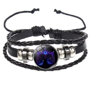 Brățară Zodiacală fosforescentă BALANȚĂ, realizată din Piele PU, Orgonit & Accesorii Metalice, dimensiune reglabilă