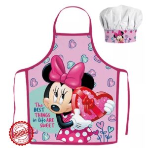 Set șorț și bonetă bucătar pentru copii, Minnie Mouse Sweet, 3–8 ani, licență oficială
