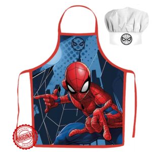 Set șorț și bonetă bucătar pentru copii, Omul Păianjen, Spider Man, 3–8 ani, licență oficială MARVEL®