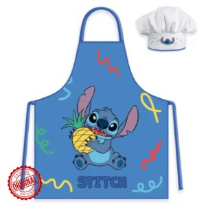 Set șorț și bonetă bucătar pentru copii, Stitch, 3–8 ani, licență oficială Disney®
