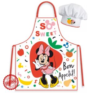 Set șorț și bonetă bucătar pentru copii, Minnie Mouse „So Sweet – Bon Appétit”, 3–8 ani, licență oficială Disney®