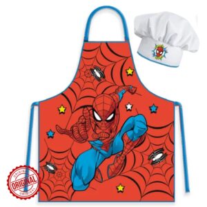 Set șorț și bonetă bucătar pentru copii, Spider Man Super Hero, 3–8 ani, licență oficială Marvel®