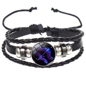 Brățară Zodiacală fosforescentă SĂGETĂTOR, realizată din Piele PU, Orgonit & Accesorii Metalice, dimensiune reglabilă
