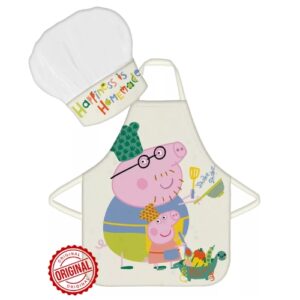 Set șorț + bonetă bucătar pentru copii, Purcelușa Peppa „Shake”, 3–8 ani, 84 g, licență oficială