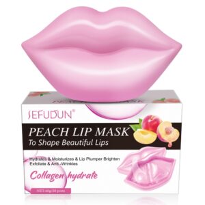 Mască de buze, set 20 buc, tip patch cu colagen, glicerină extract de cactus și piersică, hidratantă & volumizantă, 60 g, SEFUFUN®