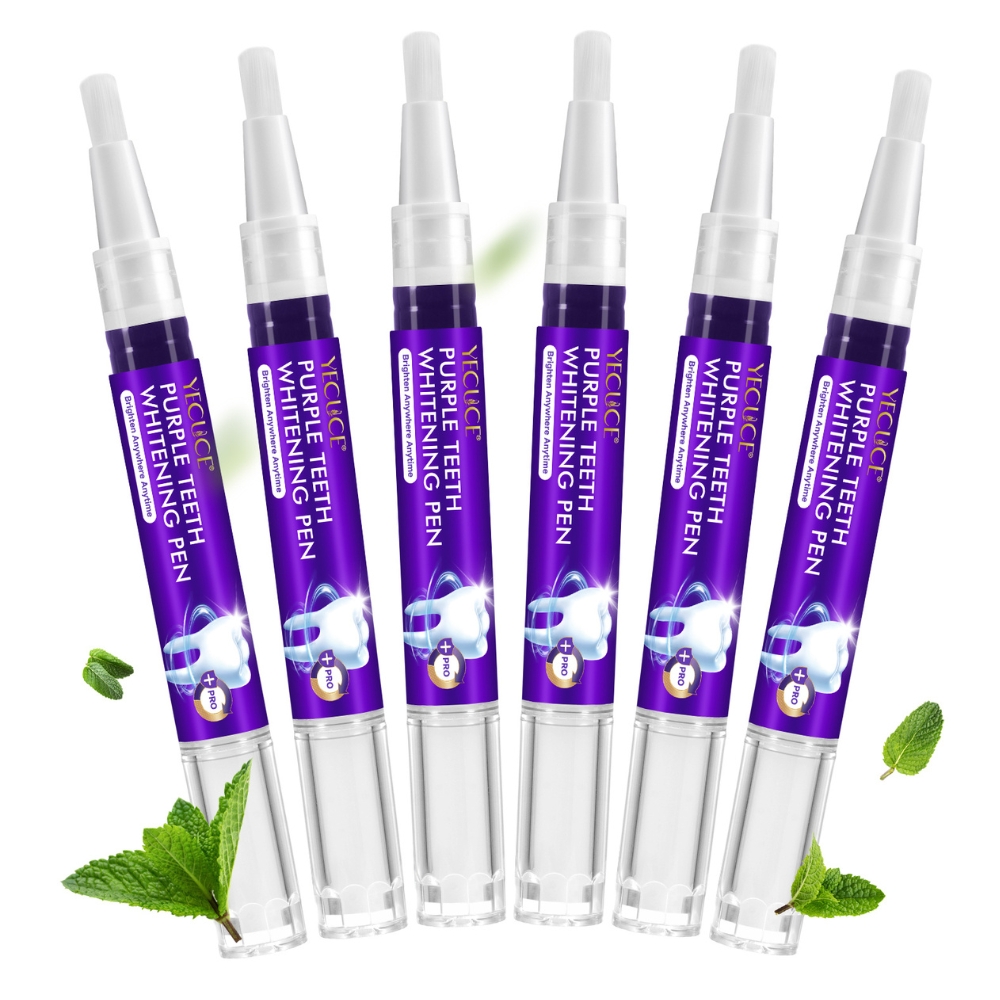 Kit profesional pentru albirea instantă a dinților, 6 stilouri corectoare de culoare violet, fără peroxid, YECUCE® - imagine 2