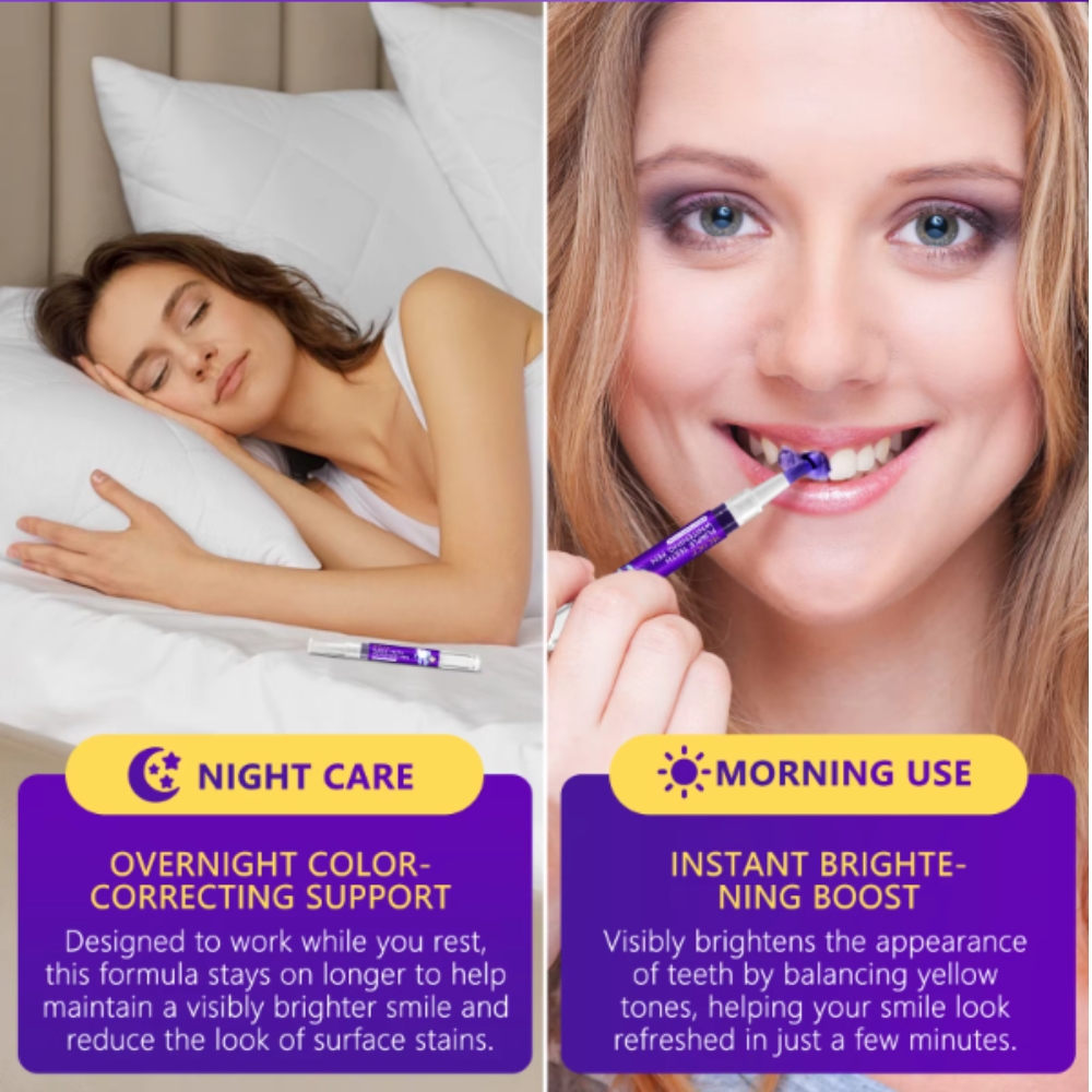 Kit profesional pentru albirea instantă a dinților, 6 stilouri corectoare de culoare violet, fără peroxid, YECUCE® - imagine 8