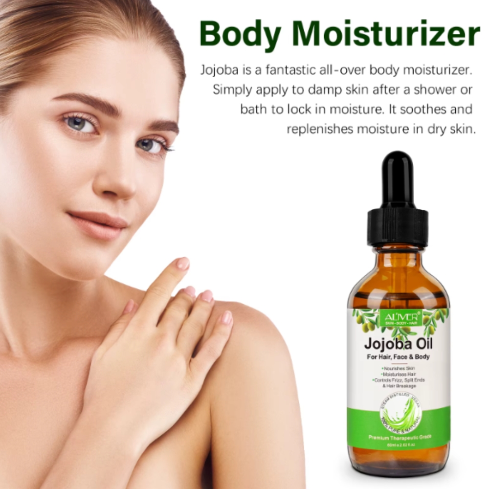 Ulei de Jojoba presat la rece pentru păr, față & corp, 100% pur, nerafinat, 60 ml, ALIVER® - imagine 5