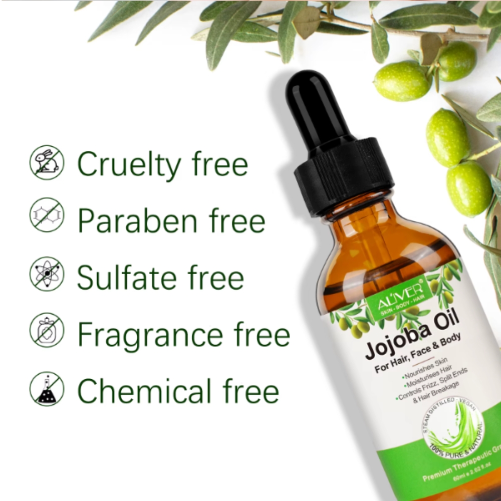 Ulei de Jojoba presat la rece pentru păr, față & corp, 100% pur, nerafinat, 60 ml, ALIVER® - imagine 7