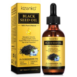 Ulei de Chimen Negru Sălbatic, presat la rece, 2% Timochinonă, antioxidant puternic pentru imunitate, articulații, păr și piele, 60 ml, KIZENKA®